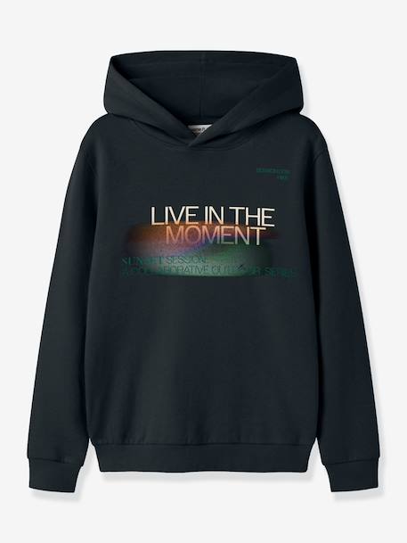 Sweat à capuche garçon avec inscription name it noir+olive - vertbaudet enfant 