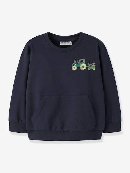 Sweatshirt with excavator or tractor motifs Name It for boys deep blue+grey+olive - vertbaudet enfant 