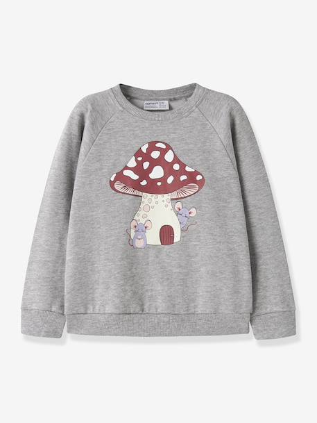 Sweatshirt with animal motifs Name It for girls bordeaux red+marl grey+mauve - vertbaudet enfant 