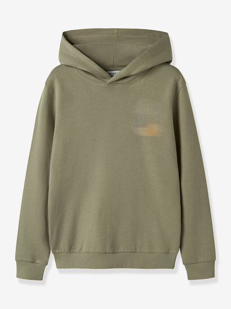 Sweat à capuche garçon avec inscription name it noir+olive - vertbaudet enfant 