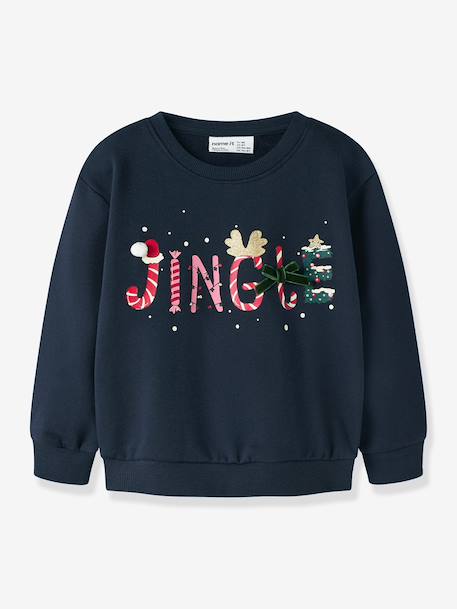 Christmas sweatshirt with glitter print Name It for girls deep blue - vertbaudet enfant 