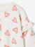 Sweat fille noël coeurs pailletés manches volantées écru+rose poudré - vertbaudet enfant 