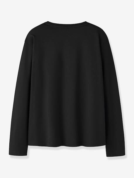 Long-sleeved T-shirt with inscriptions Name It for girls black+ecru - vertbaudet enfant 