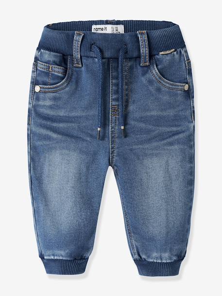 Jean thermique bébé baggy-fit doublé polaire name it, tour de taille réglable bleu jean - vertbaudet enfant 