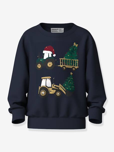 Sweat-shirt de Noël garçon name it bleu foncé+bordeaux - vertbaudet enfant 