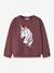 Sweat-shirt fille à motifs animaux name it bordeaux+gris chiné+mauve - vertbaudet enfant 