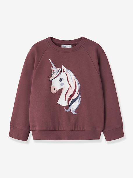 Sweatshirt with animal motifs Name It for girls bordeaux red+marl grey+mauve - vertbaudet enfant 