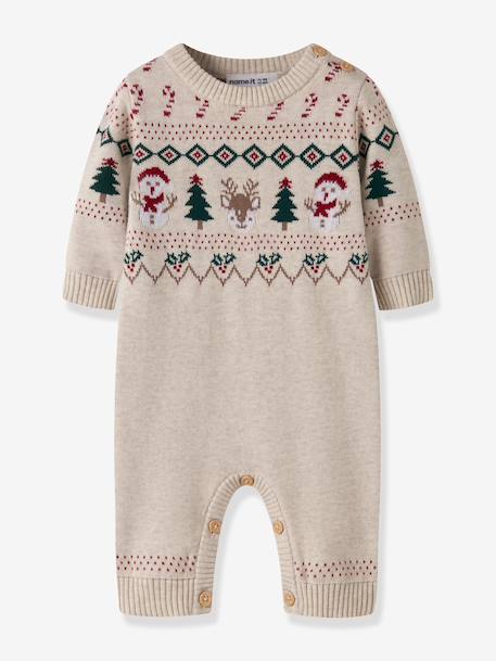 Combinaison de Noël en maille bébé en coton name it beige chiné - vertbaudet enfant 