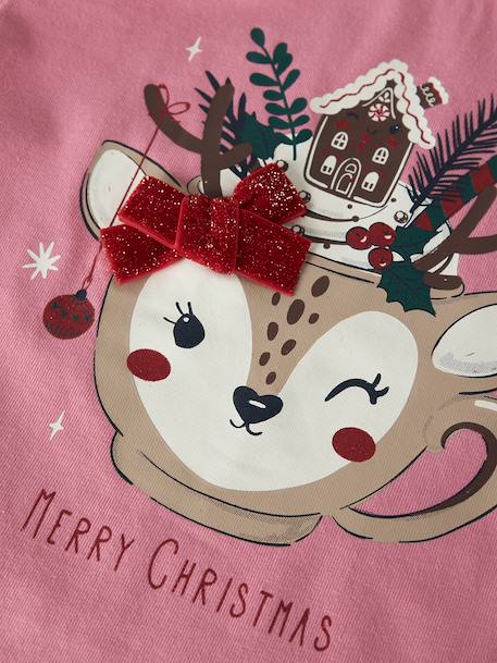 Christmas T-shirt with glitter details Name It for girls deep blue+red+sweet pink - vertbaudet enfant 