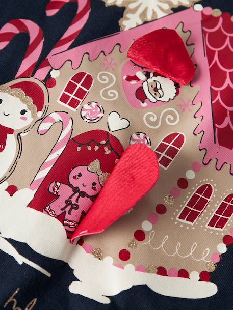 Christmas T-shirt with glitter details Name It for girls deep blue+red+sweet pink - vertbaudet enfant 