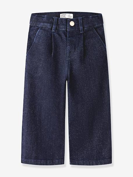 Wide-leg glitter-effect jeans Name It, adjustable waist for girls night blue - vertbaudet enfant 