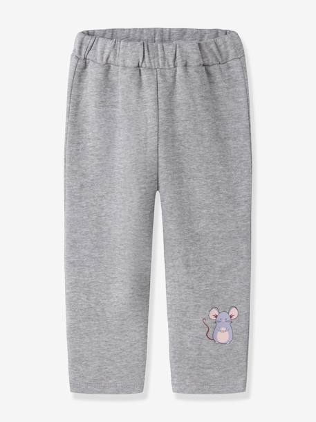 Jogging trousers in fleece with animal pattern regular fit Name It for girls bordeaux red+marl grey+mauve - vertbaudet enfant 