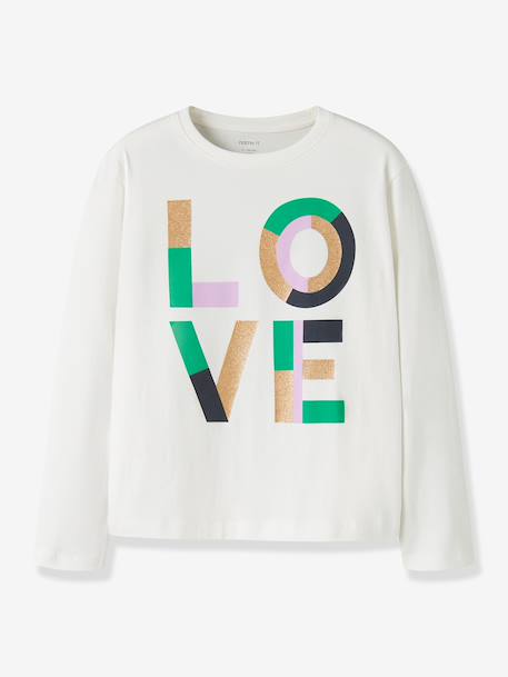 T-shirt manches longues à inscriptions fille name it écru+noir - vertbaudet enfant 