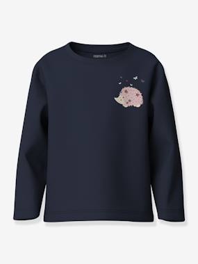 Girls-Tops-T-Shirts-Long-sleeved T-shirt with animal motifs Name It for girls