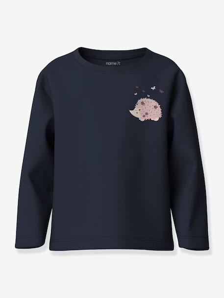 T-shirt manches longues à motifs animaux fille name it bleu foncé+écru+lavande+mauve - vertbaudet enfant 