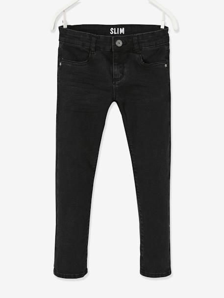 Slim Leg Waterless Jeans, MorphologiK WIDE Hip, for Girls Washed Black - vertbaudet enfant 