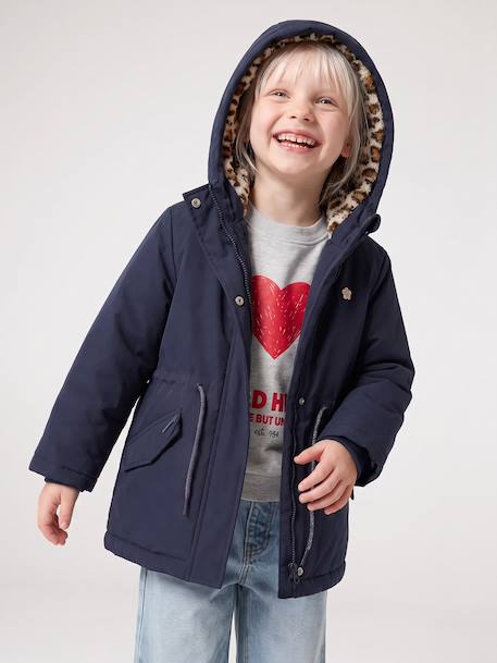 3-in-1 detachable parka for girls blush+navy blue - vertbaudet enfant 