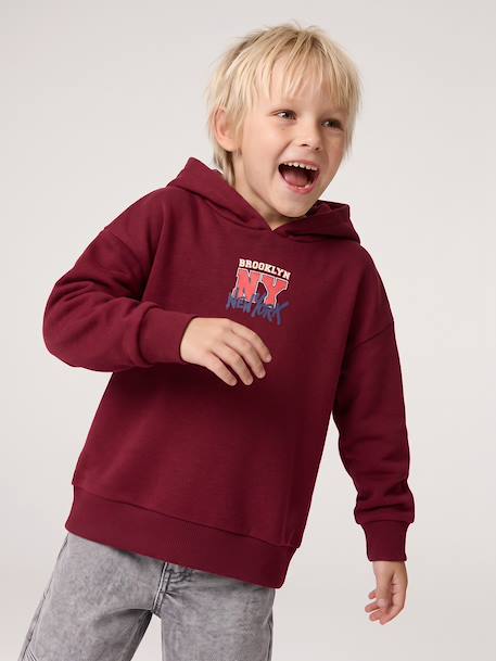 Hooded sweatshirt for boys marl red+navy blue - vertbaudet enfant 