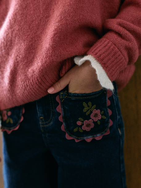 Jean large fille bleu foncé - vertbaudet enfant 