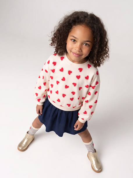 2-in-1-Effect Dress in Dual Fabric anthracite+navy blue+red - vertbaudet enfant 