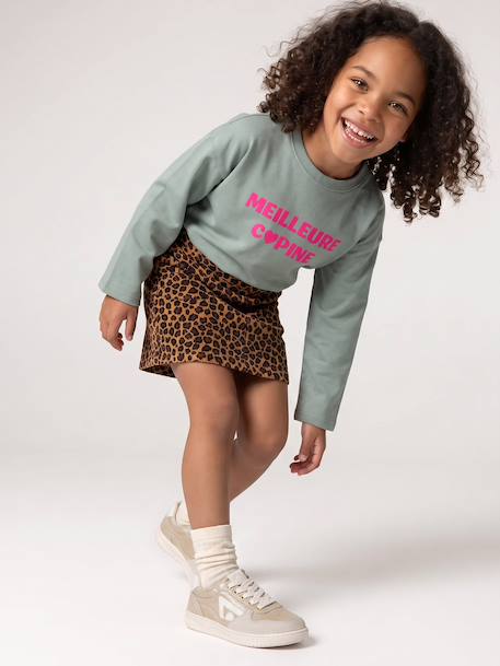 Long-sleeved T-shirt for girls green+ink blue+pale pink - vertbaudet enfant 