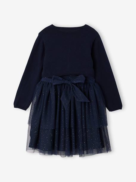 Dress and cardigan set for girls navy blue - vertbaudet enfant 