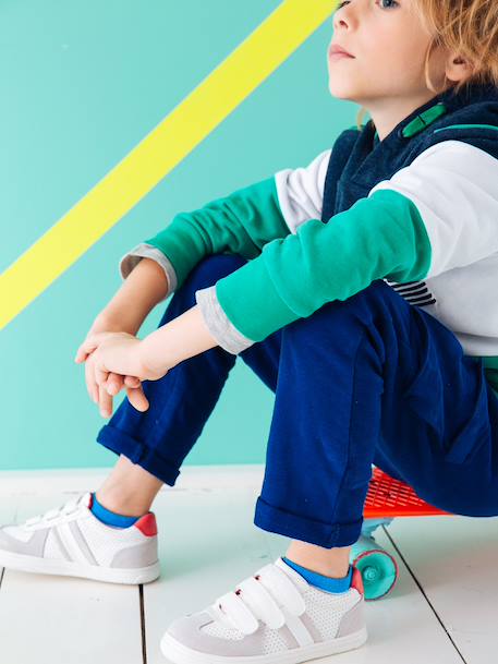 Trainers with Touch-Fastening Tab for Boys brown+Dark Blue - vertbaudet enfant 