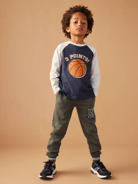 Fleece Joggers for Boys lichen+navy blue - vertbaudet enfant 