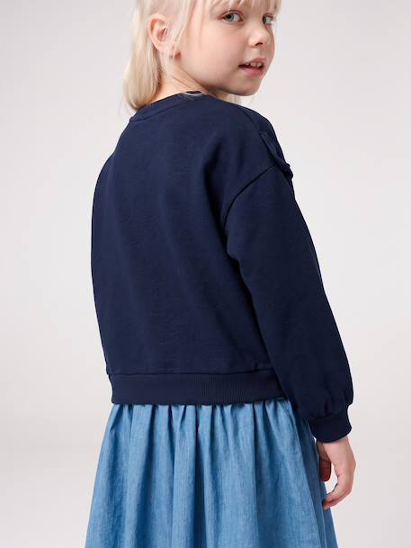Long-sleeved dress for girls ecru+navy blue - vertbaudet enfant 