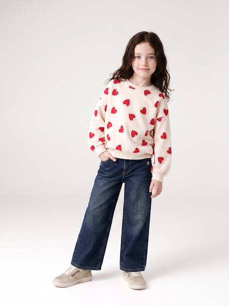 Round-neck sweatshirt for girls ecru+ivory+pale pink+taupe - vertbaudet enfant 