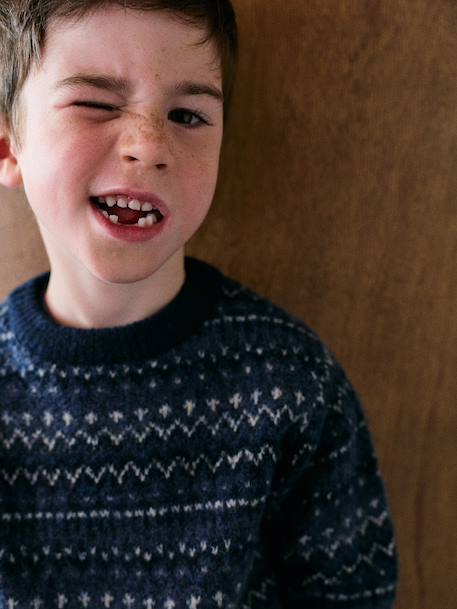 Knit jumper Jacquard for boys navy blue - vertbaudet enfant 