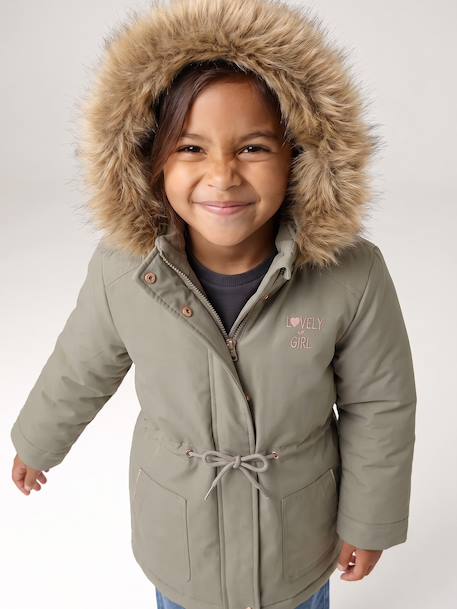 3-in-1 Parka with Hood for Girls black+GREEN DARK SOLID+khaki+PURPLE MEDIUM SOLID+sage - vertbaudet enfant 