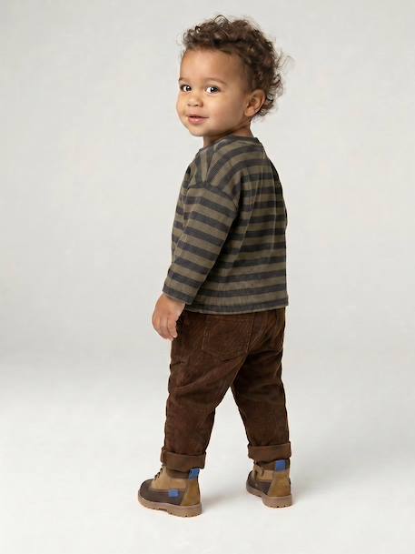 Corduroy Trousers for Babies brown+caramel+grey blue+lichen - vertbaudet enfant 