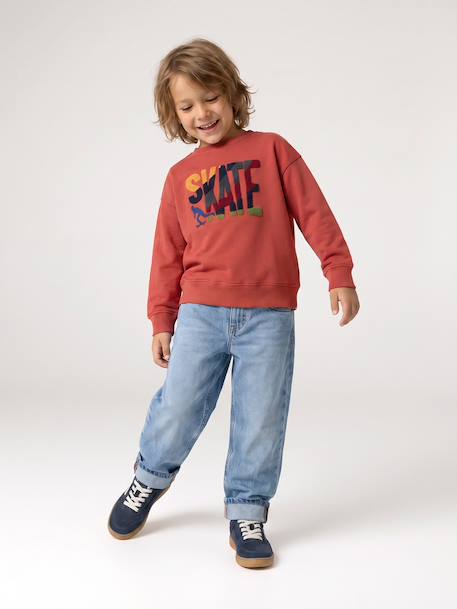 Crewneck sweatshirt for boys navy blue+tomato red - vertbaudet enfant 