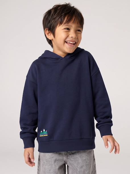 Sweat à capuche garçon marine+rouge chiné - vertbaudet enfant 