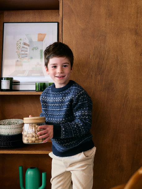 Knit jumper Jacquard for boys navy blue - vertbaudet enfant 