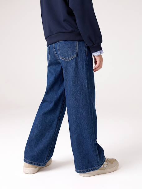 Embroidered Susan wide-leg jeans for girls bleached denim+deep blue+denim blue+medium blue - vertbaudet enfant 