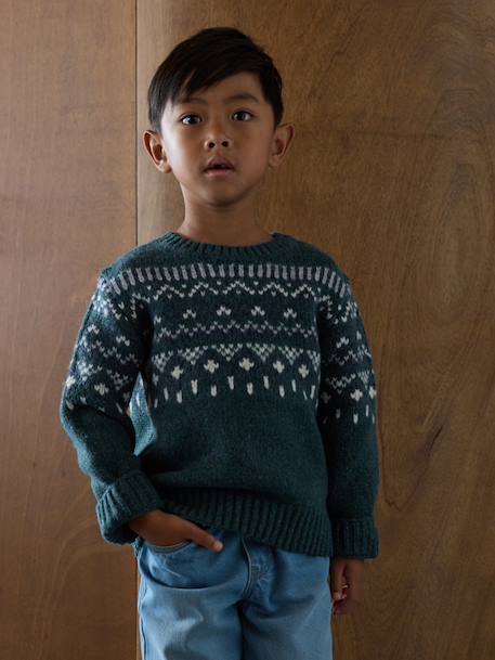 Jacquard jumper for boys green - vertbaudet enfant 