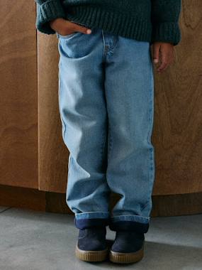 Wide-leg fleece-lined jeans for boys - vertbaudet enfant