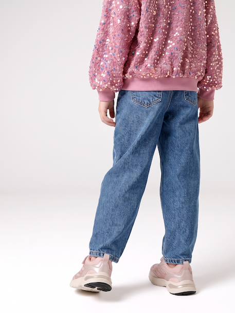 Balloon jeans for girls bleached denim+medium blue - vertbaudet enfant 