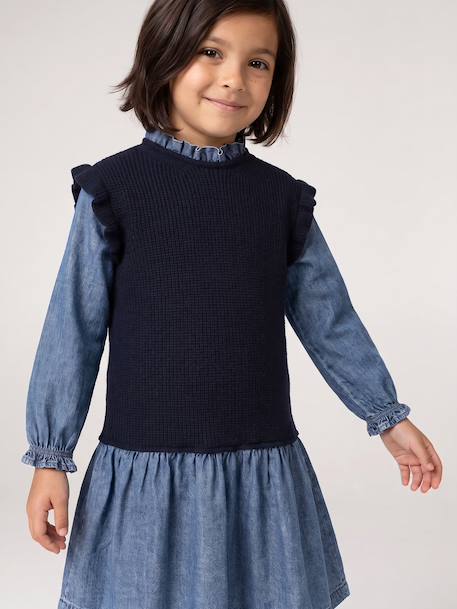 2-in-1 Dress for Girls navy blue - vertbaudet enfant 
