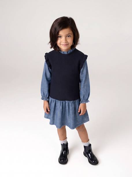 2-in-1 Dress for Girls navy blue - vertbaudet enfant 