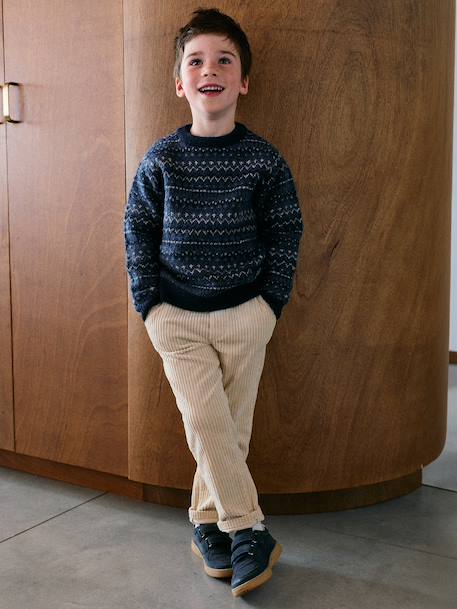 Knit jumper Jacquard for boys navy blue - vertbaudet enfant 