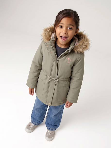 3-in-1 Parka with Hood for Girls black+GREEN DARK SOLID+khaki+PURPLE MEDIUM SOLID+sage - vertbaudet enfant 