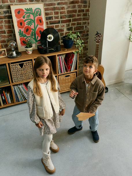 Gilet fille sans manches en sherpa blush+prune+vanille - vertbaudet enfant 