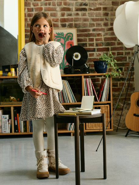 Sleeveless Sherpa Jacket for Girls blush+plum+vanilla - vertbaudet enfant 