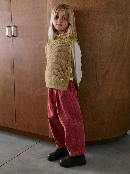 Fancy Sleeveless Jumper for Girls navy blue+olive - vertbaudet enfant 