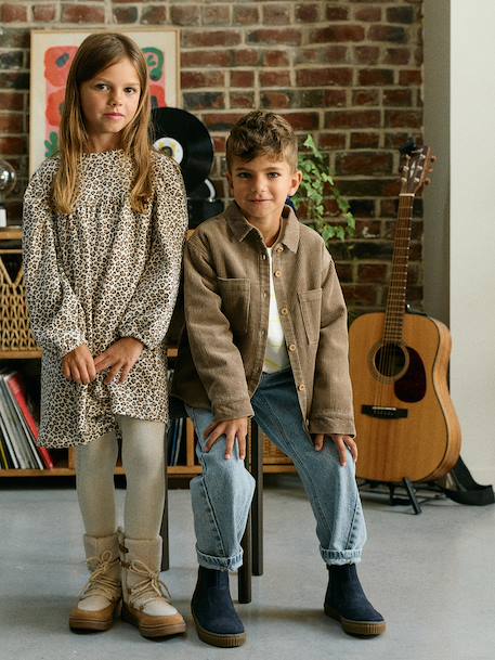Corduroy long-sleeved shirt for boys taupe - vertbaudet enfant 
