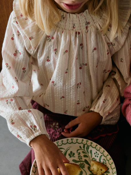 Long-sleeved blouse for girls ecru - vertbaudet enfant 