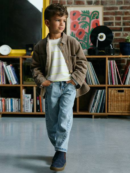 Corduroy long-sleeved shirt for boys taupe - vertbaudet enfant 